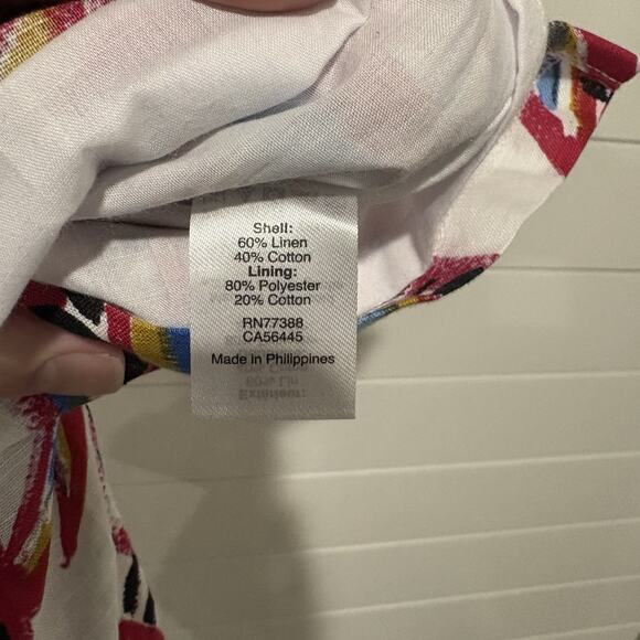 J. Crew Factory | Dress One Shoulder Mini Linen Blend NWT Tropical- Size Small - Picture 6 of 7